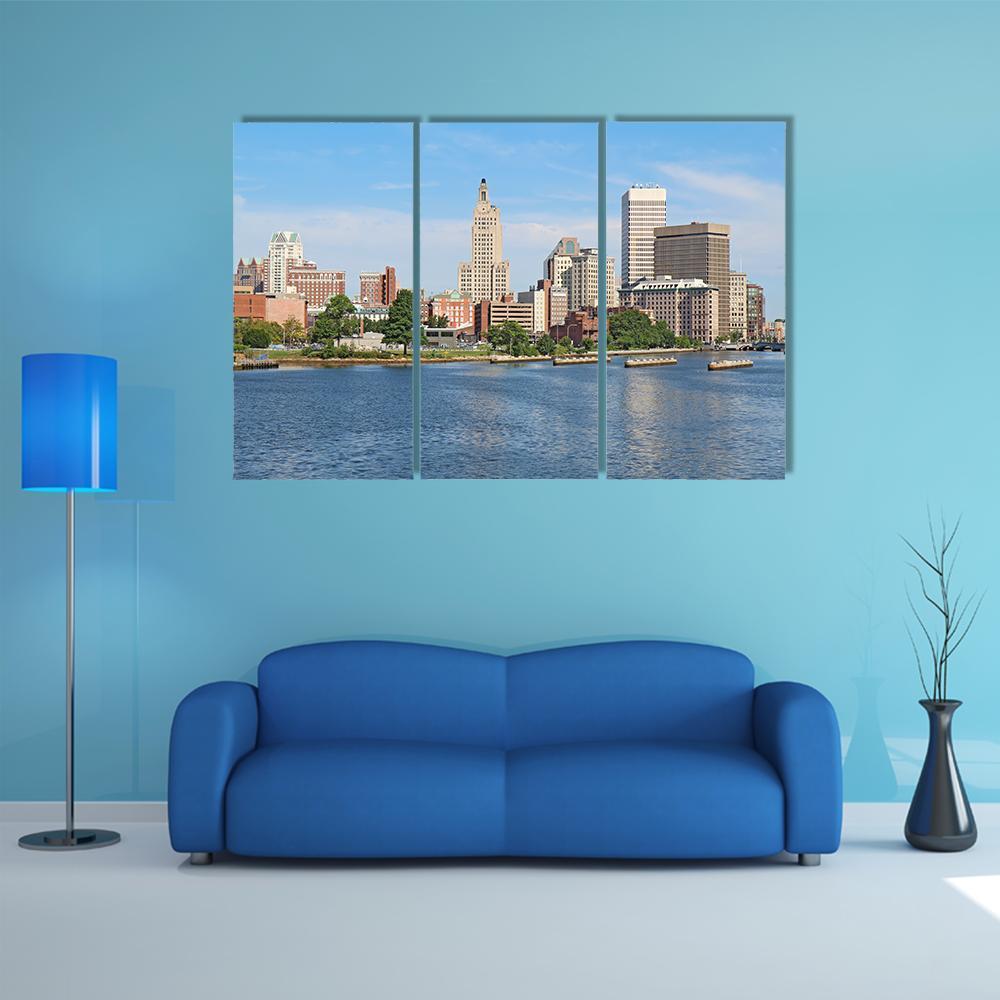 View Of Skyline Of Providence Canvas Wall Art-3 Horizontal-Gallery Wrap-37" x 24"-Tiaracle