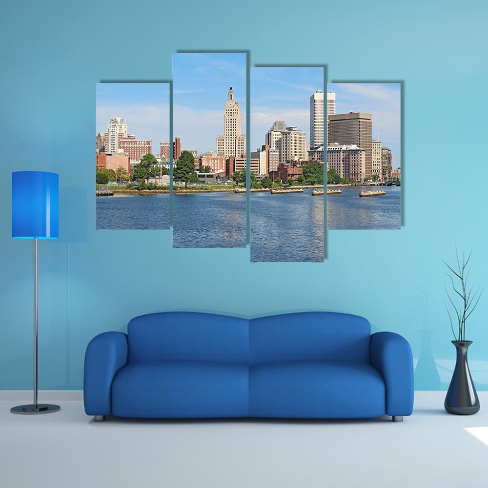 View Of Skyline Of Providence Canvas Wall Art-4 Pop-Gallery Wrap-50" x 32"-Tiaracle