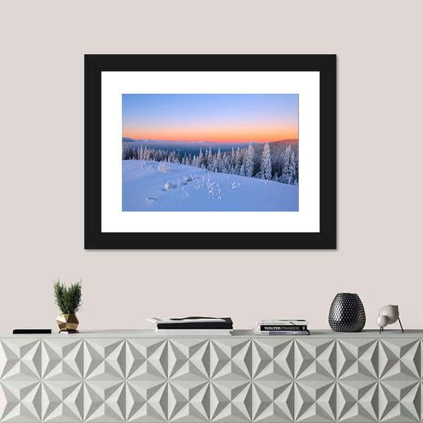 View Of Snow Covered Trees Canvas Wall Art-1 Piece-Framed Print-20" x 16"-Tiaracle