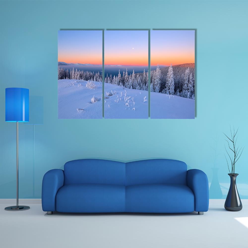 View Of Snow Covered Trees Canvas Wall Art-3 Horizontal-Gallery Wrap-37" x 24"-Tiaracle