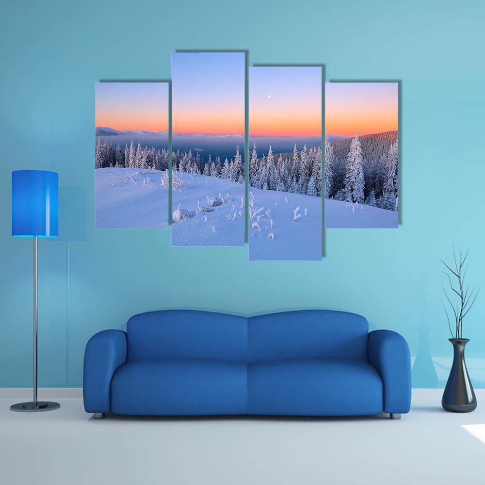 View Of Snow Covered Trees Canvas Wall Art-4 Pop-Gallery Wrap-50" x 32"-Tiaracle