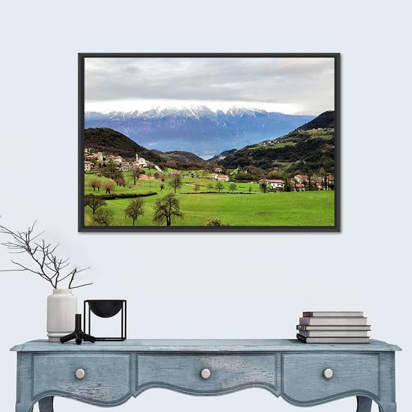 View Of South Tyrol Canvas Wall Art-1 Piece-Floating Frame-24" x 16"-Tiaracle