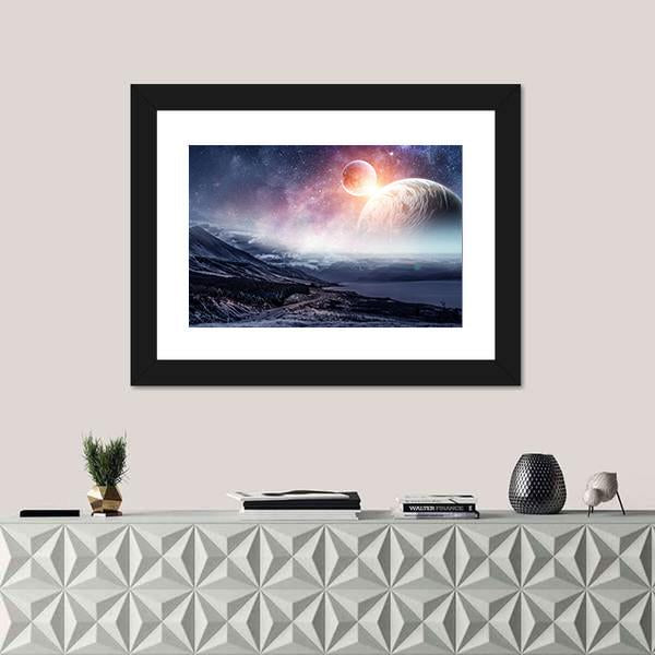 View Of Space Planets Canvas Wall Art-1 Piece-Framed Print-20" x 16"-Tiaracle
