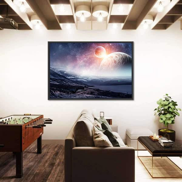View Of Space Planets Canvas Wall Art-5 Horizontal-Gallery Wrap-22" x 12"-Tiaracle