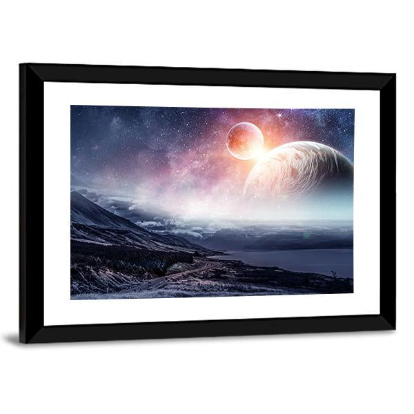 View Of Space Planets Canvas Wall Art-3 Horizontal-Gallery Wrap-25" x 16"-Tiaracle