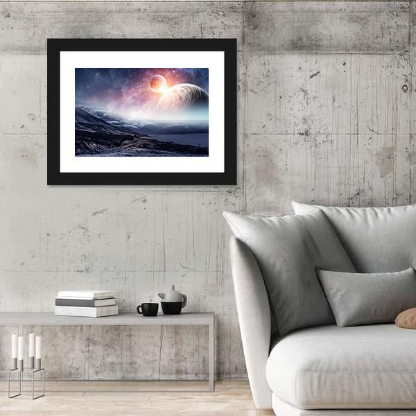 View Of Space Planets Canvas Wall Art-5 Horizontal-Gallery Wrap-22" x 12"-Tiaracle