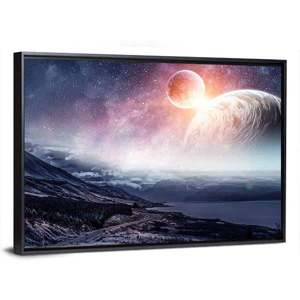 View Of Space Planets Canvas Wall Art-5 Horizontal-Gallery Wrap-22" x 12"-Tiaracle