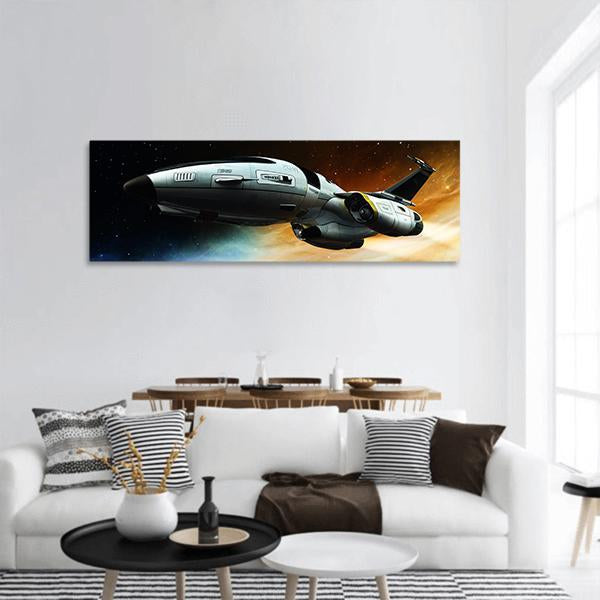 Space Ship Panoramic Canvas Wall Art-1 Piece-36" x 12"-Tiaracle