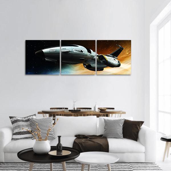 Space Ship Panoramic Canvas Wall Art-3 Piece-25" x 08"-Tiaracle
