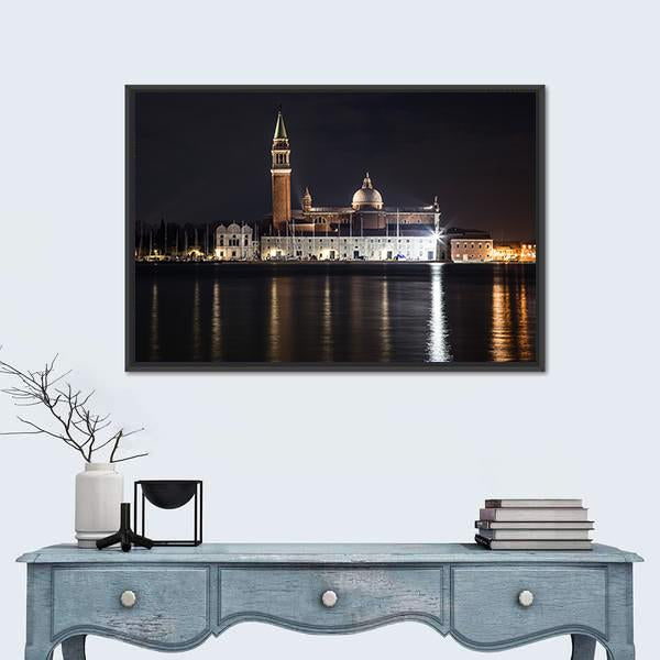 View Of St George's Church From Venice Canvas Wall Art-1 Piece-Floating Frame-24" x 16"-Tiaracle