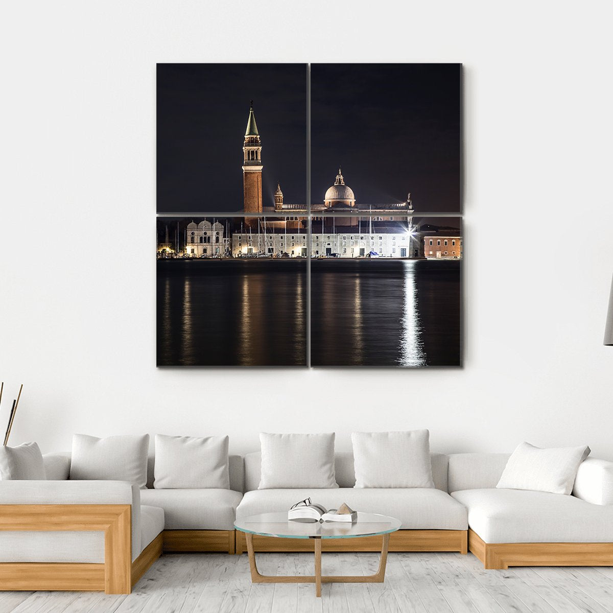View Of St George's Church From Venice Canvas Wall Art-4 Square-Gallery Wrap-17" x 17"-Tiaracle