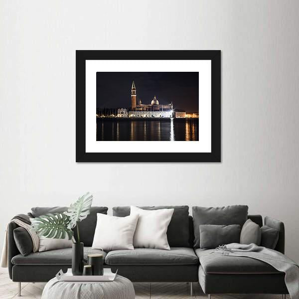 View Of St George's Church From Venice Canvas Wall Art-3 Horizontal-Gallery Wrap-25" x 16"-Tiaracle