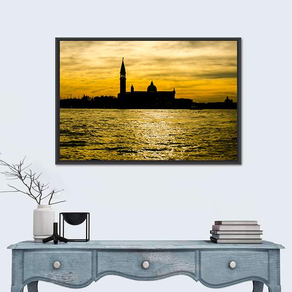 View Of St Giorgio Maggiore Church Canvas Wall Art-1 Piece-Floating Frame-24" x 16"-Tiaracle