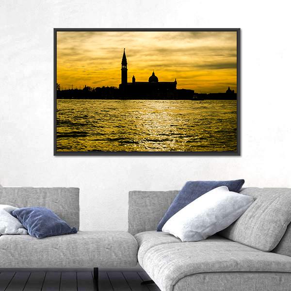 View Of St Giorgio Maggiore Church Canvas Wall Art-3 Horizontal-Gallery Wrap-25" x 16"-Tiaracle