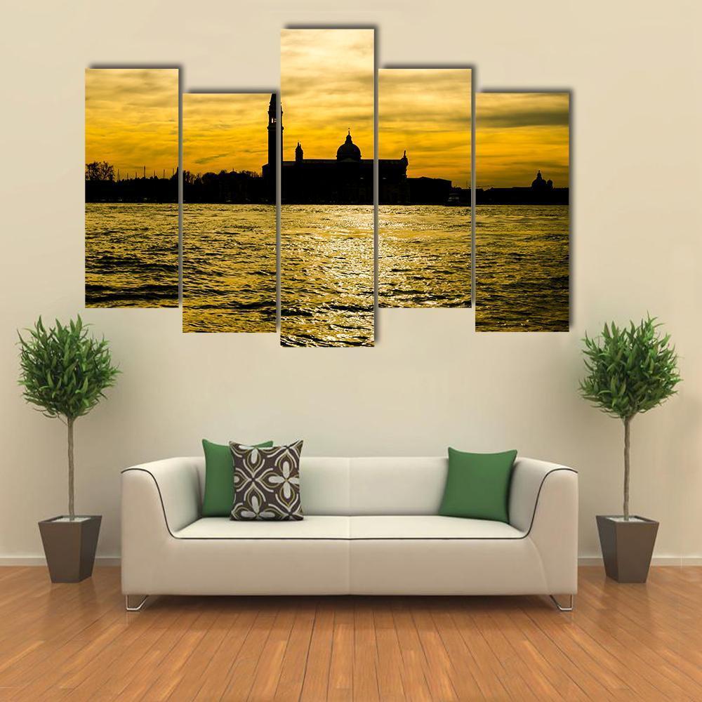 View Of St Giorgio Maggiore Church Canvas Wall Art-5 Pop-Gallery Wrap-47" x 32"-Tiaracle