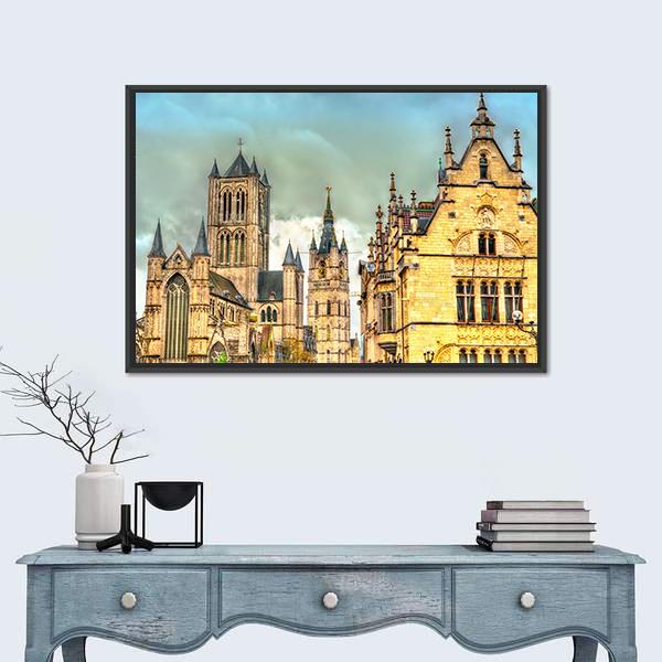 View Of St Nicholas Church Canvas Wall Art-1 Piece-Floating Frame-24" x 16"-Tiaracle