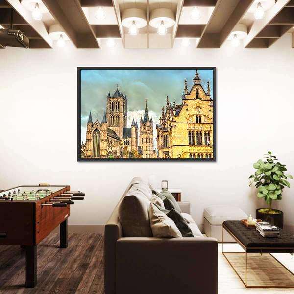 View Of St Nicholas Church Canvas Wall Art-5 Horizontal-Gallery Wrap-22" x 12"-Tiaracle