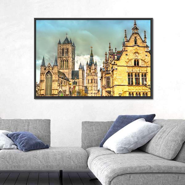 View Of St Nicholas Church Canvas Wall Art-5 Horizontal-Gallery Wrap-22" x 12"-Tiaracle