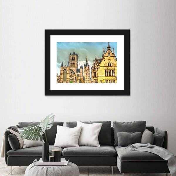 View Of St Nicholas Church Canvas Wall Art-5 Horizontal-Gallery Wrap-22" x 12"-Tiaracle