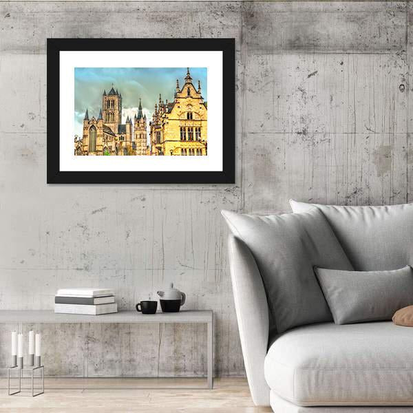 View Of St Nicholas Church Canvas Wall Art-5 Horizontal-Gallery Wrap-22" x 12"-Tiaracle