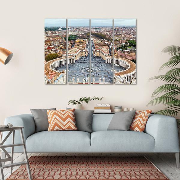 View Of St Peter Square In Rome Canvas Wall Art-4 Horizontal-Gallery Wrap-34" x 24"-Tiaracle