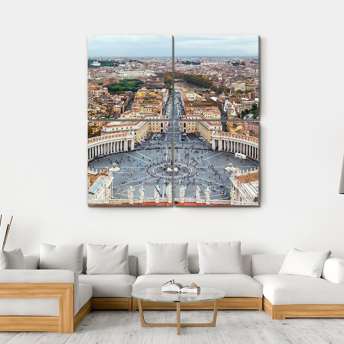 View Of St Peter Square In Rome Canvas Wall Art-4 Square-Gallery Wrap-17" x 17"-Tiaracle