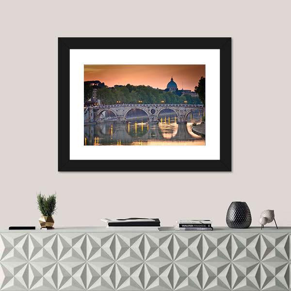 View Of St Peter's Basilica Canvas Wall Art-1 Piece-Framed Print-20" x 16"-Tiaracle