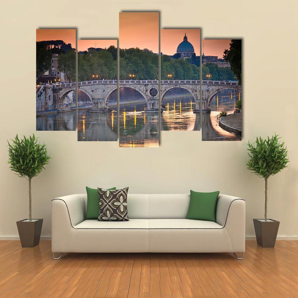 View Of St Peter's Basilica Canvas Wall Art-5 Pop-Gallery Wrap-47" x 32"-Tiaracle