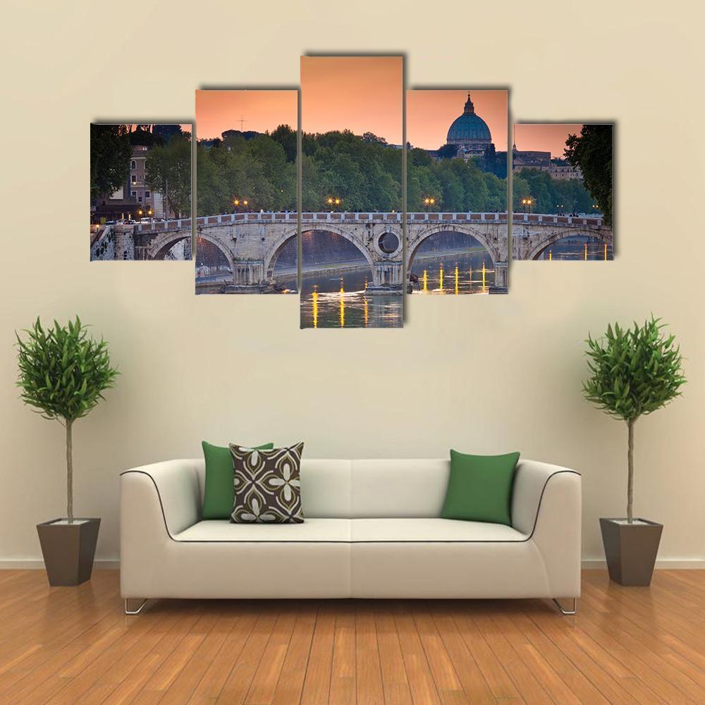View Of St Peter's Basilica Canvas Wall Art-5 Star-Gallery Wrap-62" x 32"-Tiaracle