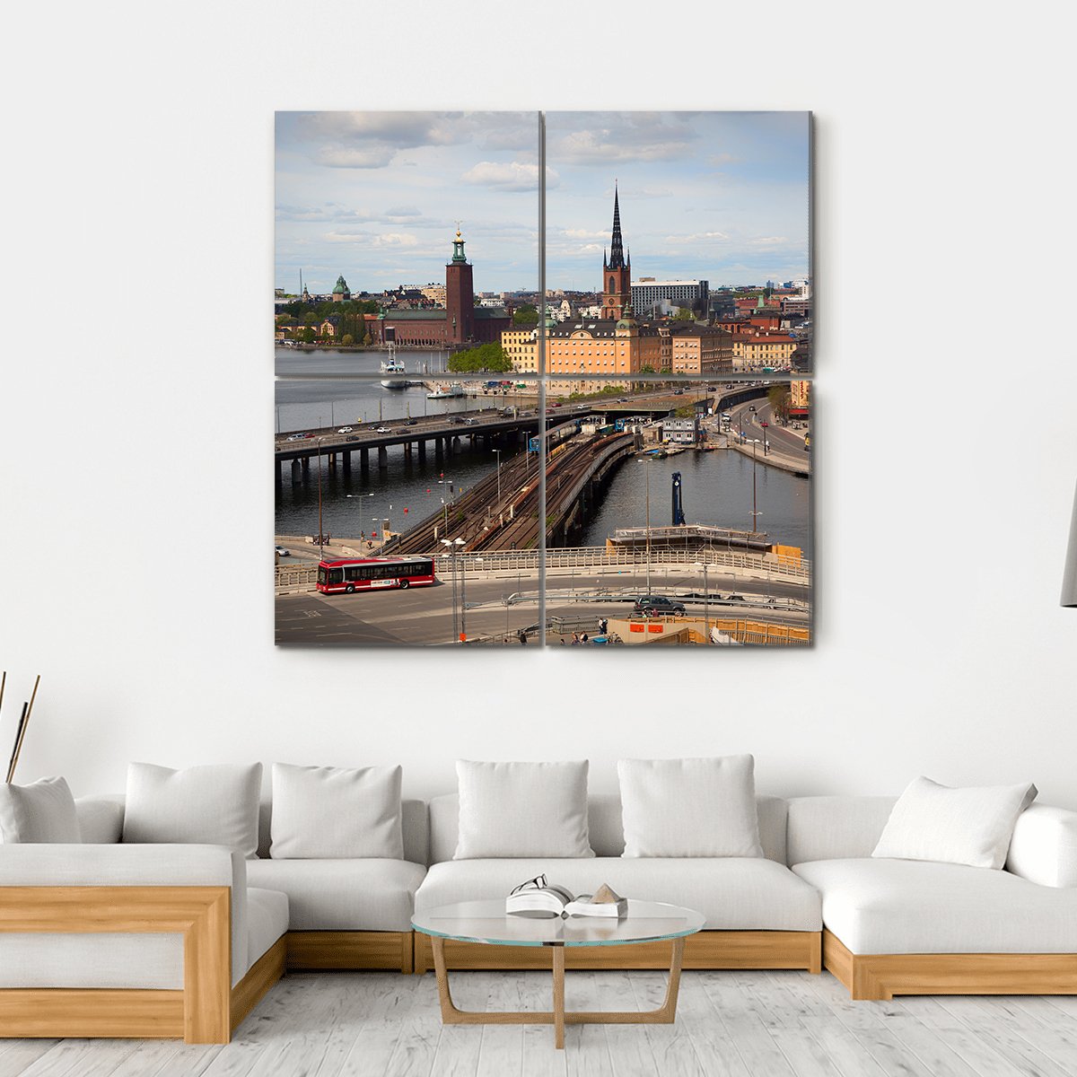 View Of Stockholm Canvas Wall Art-4 Square-Gallery Wrap-17" x 17"-Tiaracle
