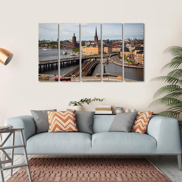 View Of Stockholm Canvas Wall Art-5 Horizontal-Gallery Wrap-22" x 12"-Tiaracle