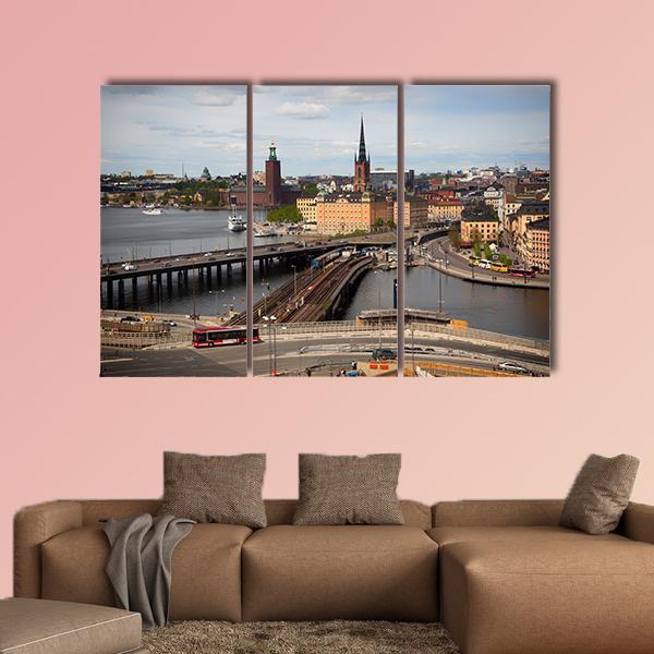 View Of Stockholm Canvas Wall Art-1 Piece-Gallery Wrap-48" x 32"-Tiaracle