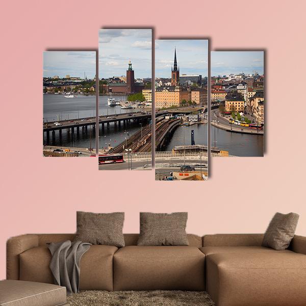 View Of Stockholm Canvas Wall Art-4 Pop-Gallery Wrap-50" x 32"-Tiaracle