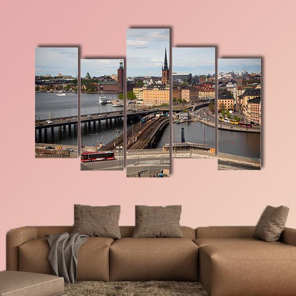 View Of Stockholm Canvas Wall Art-5 Pop-Gallery Wrap-47" x 32"-Tiaracle