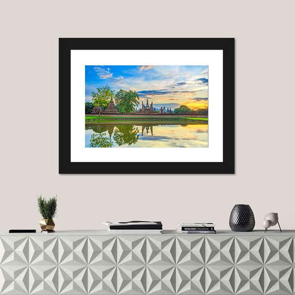 View Of Sukhothai Historical Park Canvas Wall Art-1 Piece-Framed Print-20" x 16"-Tiaracle