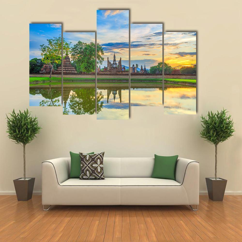 View Of Sukhothai Historical Park Canvas Wall Art-5 Pop-Gallery Wrap-47" x 32"-Tiaracle