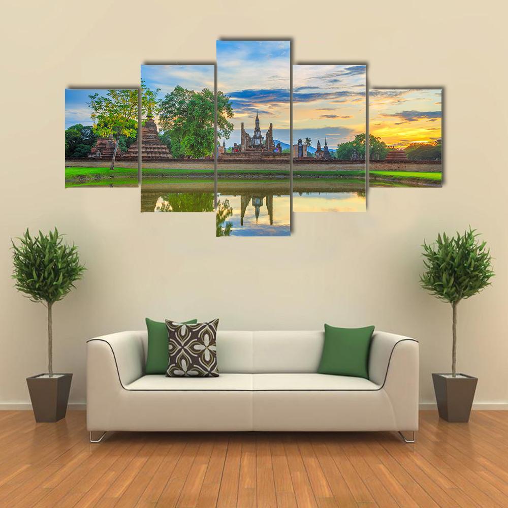 View Of Sukhothai Historical Park Canvas Wall Art-5 Pop-Gallery Wrap-47" x 32"-Tiaracle