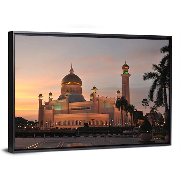 View Of Sultan Omar Ali Saifuddin Mosque Canvas Wall Art-3 Horizontal-Gallery Wrap-25" x 16"-Tiaracle