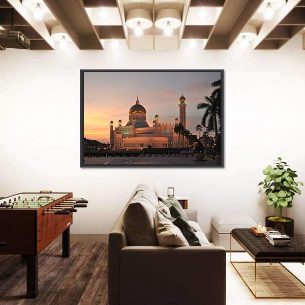 View Of Sultan Omar Ali Saifuddin Mosque Canvas Wall Art-3 Horizontal-Gallery Wrap-25" x 16"-Tiaracle