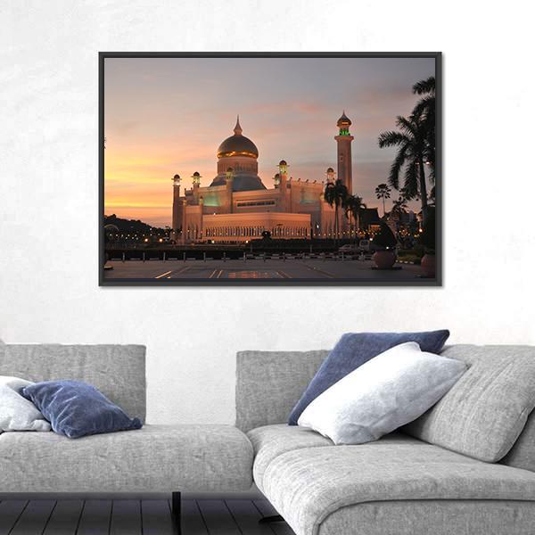 View Of Sultan Omar Ali Saifuddin Mosque Canvas Wall Art-3 Horizontal-Gallery Wrap-25" x 16"-Tiaracle