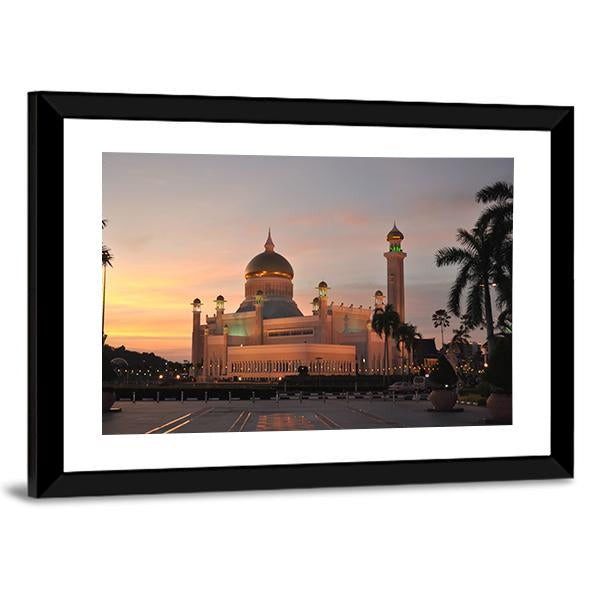 View Of Sultan Omar Ali Saifuddin Mosque Canvas Wall Art-3 Horizontal-Gallery Wrap-25" x 16"-Tiaracle