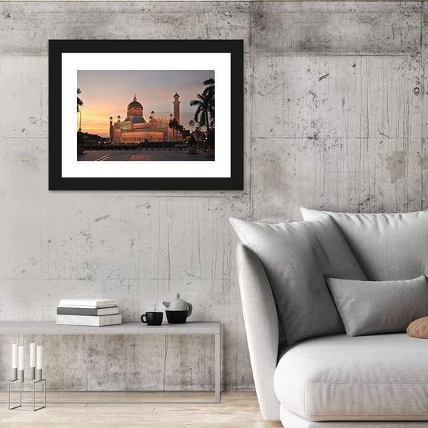 View Of Sultan Omar Ali Saifuddin Mosque Canvas Wall Art-3 Horizontal-Gallery Wrap-25" x 16"-Tiaracle
