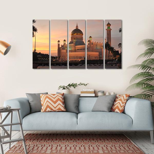 View Of Sultan Omar Ali Saifuddin Mosque Canvas Wall Art-5 Horizontal-Gallery Wrap-22" x 12"-Tiaracle