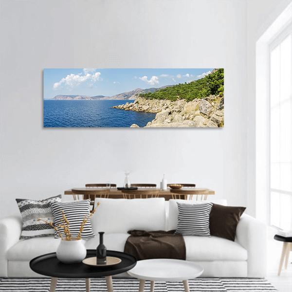 View Of Summer Beach Panoramic Canvas Wall Art-1 Piece-36" x 12"-Tiaracle