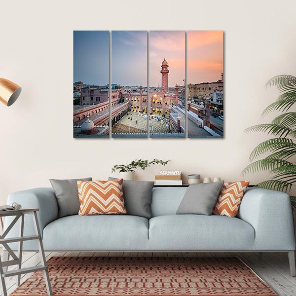 Sunehri Masjid Peshawar Canvas Wall Art-4 Horizontal-Gallery Wrap-34" x 24"-Tiaracle