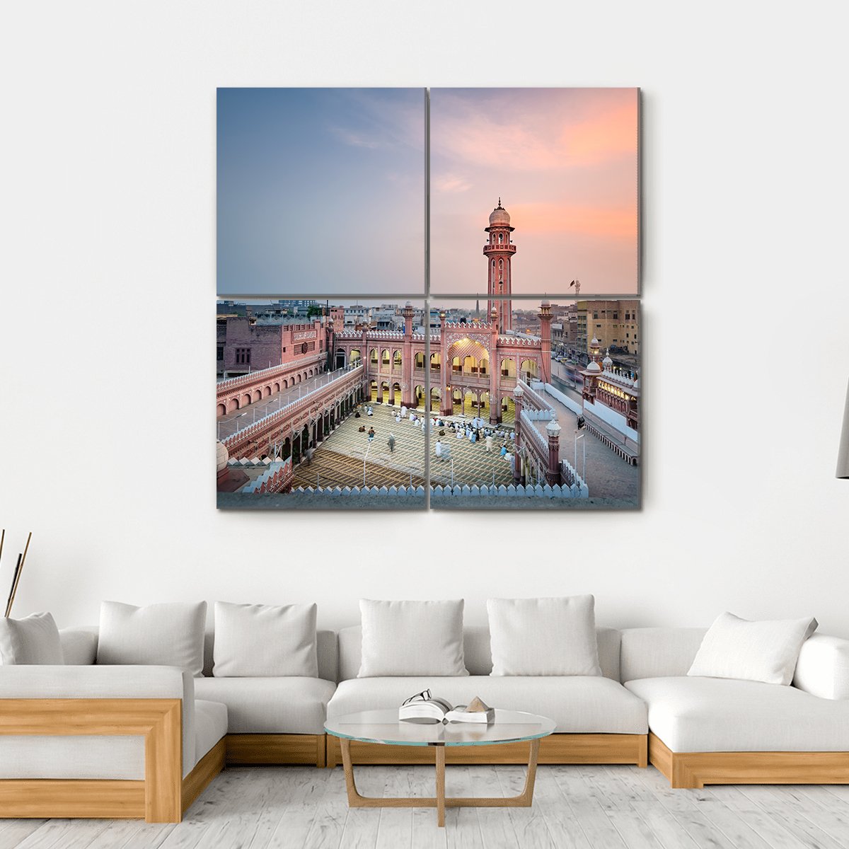 Sunehri Masjid Peshawar Canvas Wall Art-4 Square-Gallery Wrap-17" x 17"-Tiaracle
