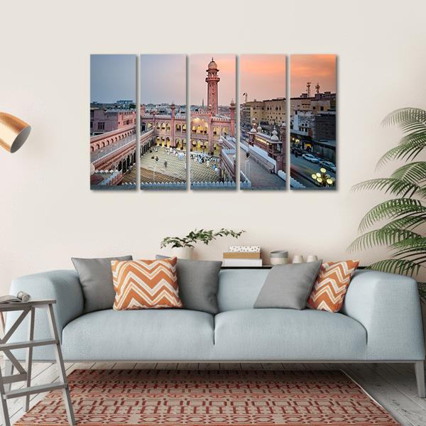 Sunehri Masjid Peshawar Canvas Wall Art-5 Horizontal-Gallery Wrap-22" x 12"-Tiaracle