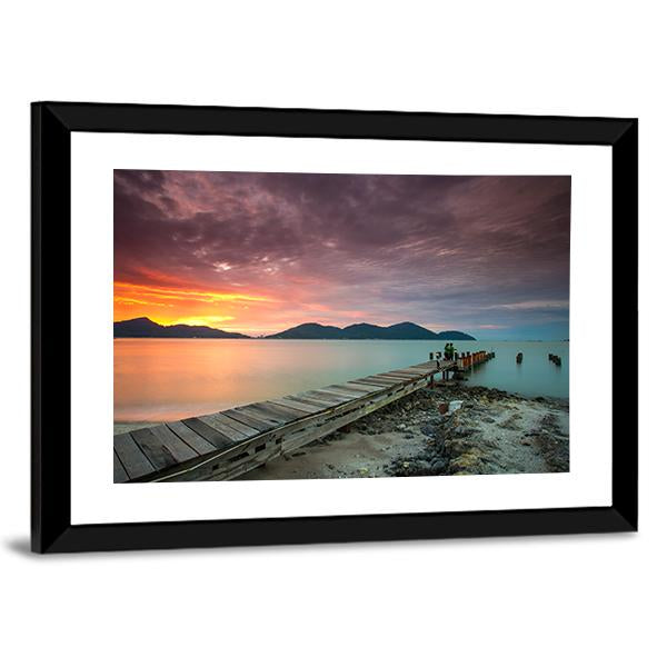 View Of Sunset At Lumut Lake In Malaysia Panoramic Canvas Wall Art-1 Piece-36" x 12"-Tiaracle