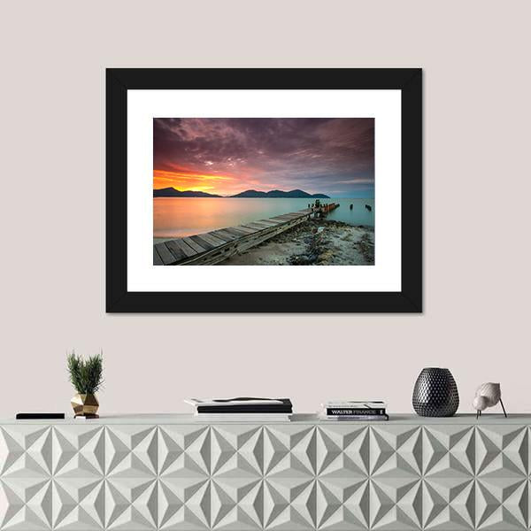 View Of Sunset At Lumut Lake In Malaysia Panoramic Canvas Wall Art-1 Piece-36" x 12"-Tiaracle