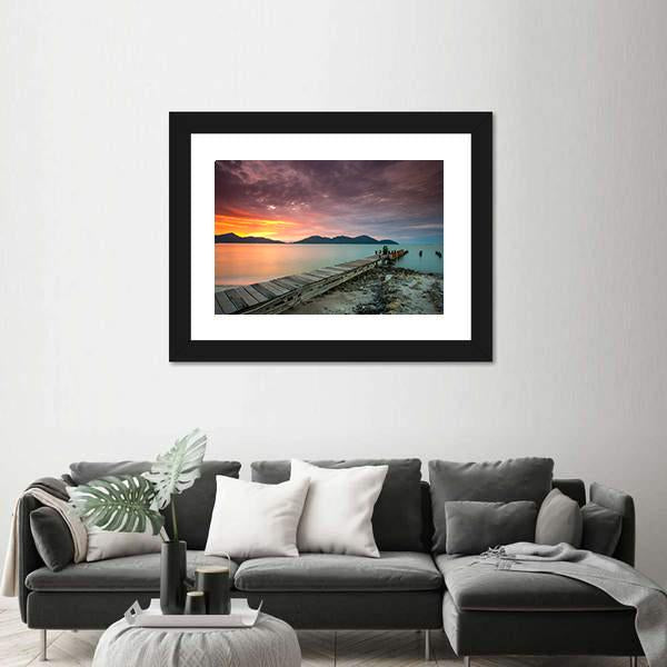 View Of Sunset At Lumut Lake In Malaysia Panoramic Canvas Wall Art-1 Piece-36" x 12"-Tiaracle